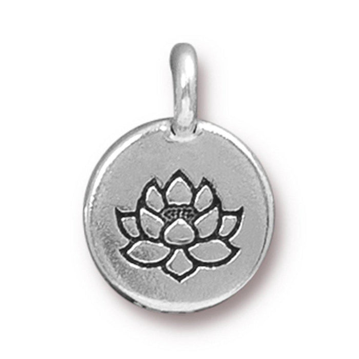 Antiqued Silver Lotus Charm (16x12mm) - The Bead Chest