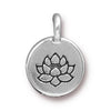 Antiqued Silver Lotus Charm (16x12mm)