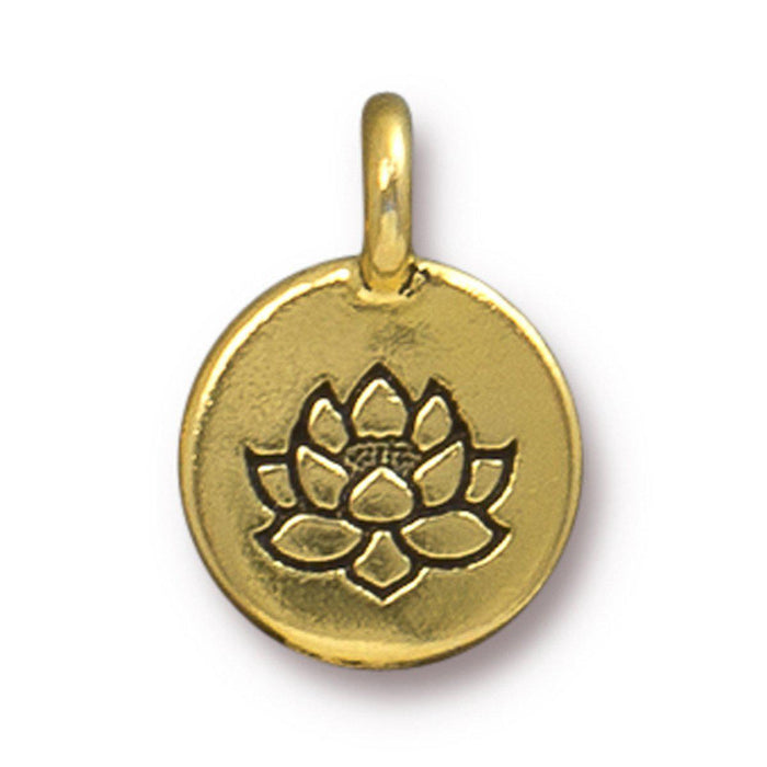 Antiqued Gold Lotus Charm (16x12mm) - The Bead Chest