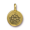 Antiqued Gold Lotus Charm (16x12mm)