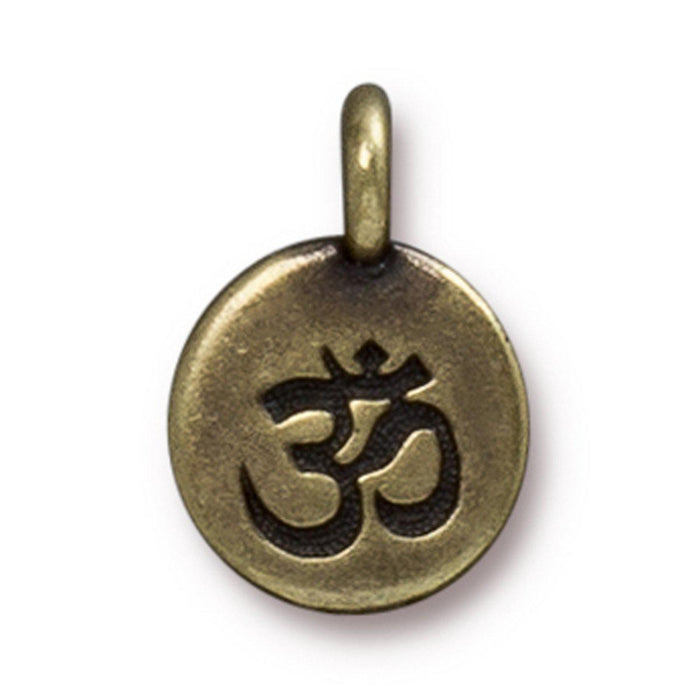 Antiqued Brass Om Charm (16x12mm) - The Bead Chest