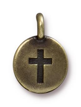 Antiqued Brass Cross Charm (16x12mm) - The Bead Chest