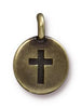 Antiqued Brass Cross Charm (16x12mm)
