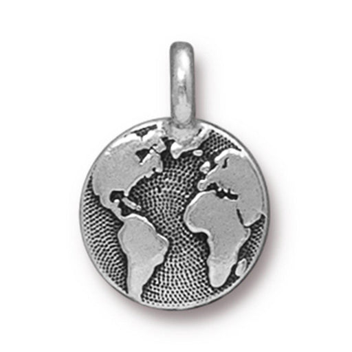 Antiqued Silver Earth Charm (16x12mm) - The Bead Chest