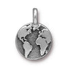 Antiqued Silver Earth Charm (16x12mm)