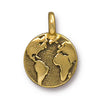 Antiqued Gold Earth Charm (16x12mm)