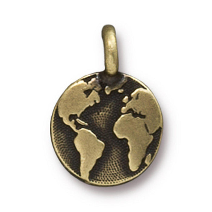 Antiqued Brass Earth Charm (16x12mm) - The Bead Chest