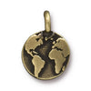Antiqued Brass Earth Charm (16x12mm)