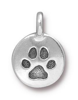 Antiqued Silver Puppy Paw Charm (16x12mm) - The Bead Chest