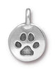 Antiqued Silver Puppy Paw Charm (16x12mm)