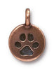 Antiqued Copper Puppy Paw Charm (16x12mm)