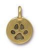 Antiqued Gold Puppy Paw Charm (16x12mm)