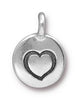 Antiqued Silver Heart Charm (16x12mm)