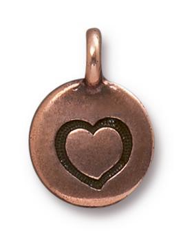 Antiqued Copper Heart Charm (16x12mm) - The Bead Chest