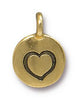 Antiqued Gold Heart Charm (16x12mm)