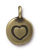 Antiqued Brass Heart Charm (16x12mm)