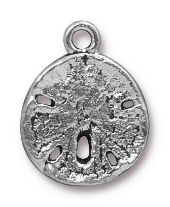 Antiqued Silver Sand Dollar Charm (21x17mm) - The Bead Chest
