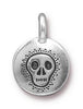 Antiqued Silver Skull Charm (16x12mm)
