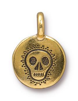 Antiqued Gold Skull Charm (16x12mm) - The Bead Chest