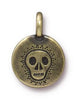 Antiqued Brass Skull Charm (16x12mm)