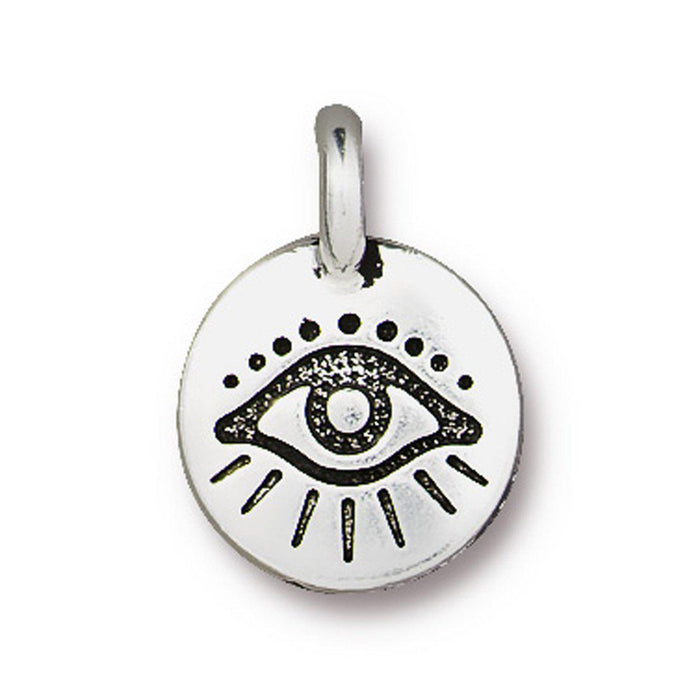 Antiqued Silver Evil Eye Charm (16x12mm) - The Bead Chest