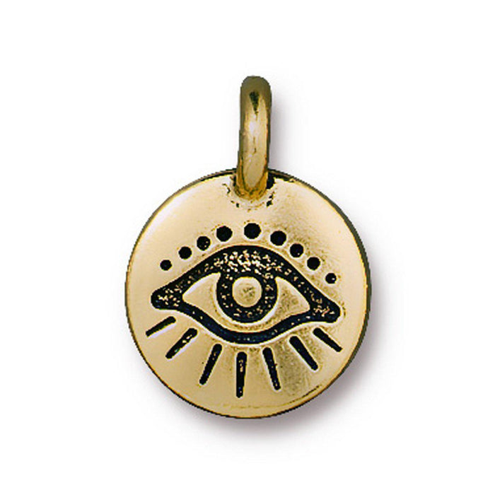 Antiqued Gold Evil Eye Charm (16x12mm) - The Bead Chest