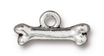 Antiqued Silver Dog Bone Charm (16x8mm) - The Bead Chest
