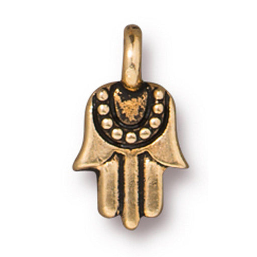 Antiqued Gold Miniature Hamsa Charm (12x7mm) - The Bead Chest