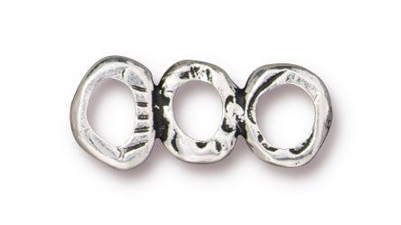 Antiqued Silver Intermix 3 Ring Bar Link (18x8mm) - The Bead Chest
