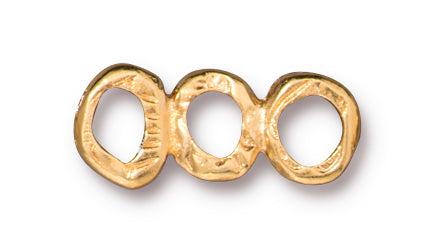 Gold Intermix 3 Ring Bar Link (18x8mm) - The Bead Chest