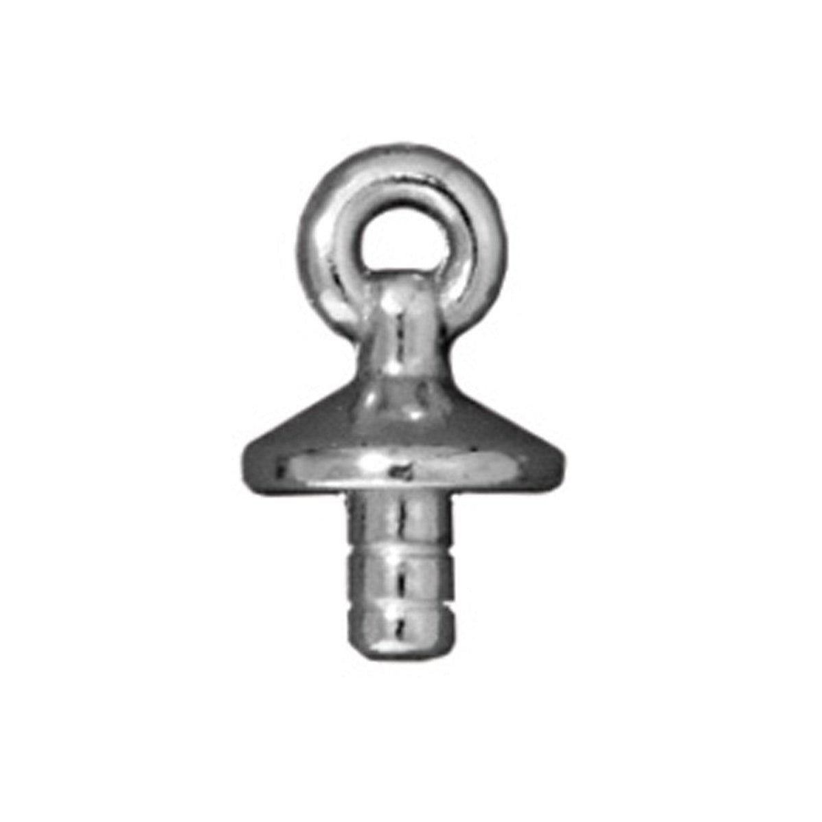 White Bronze Basic GlueIn Bead Cap with Loop (12x8mm) — The Bead Chest