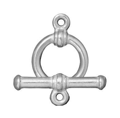 Silver Fancy Bar & Ring Toggle Clasp Set (12mm) - The Bead Chest
