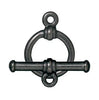 Midnight Black Bar & Ring Toggle Clasp Set (12mm)