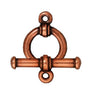 Antiqued Copper Fancy Bar & Ring Toggle Clasp Set (12mm)