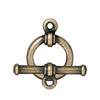 Antiqued Brass Fancy Bar & Ring Toggle Clasp Set (12mm)