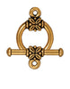 Antiqued Gold Leaf Bar & Ring Toggle Clasp Set (16mm)