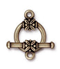 Antiqued Brass Leaf Bar & Ring Toggle Clasp Set (16mm)