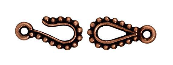 Antiqued Copper Beaded Hook & Eye Clasp Set (14x7mm) - The Bead Chest
