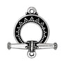 Antiqued Silver Tapered Bali Toggle Clasp Set (16mm)