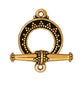 Antiqued Gold Tapered Bali Toggle Clasp Set (16mm)