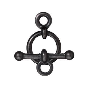 Midnight Black Bar & Ring Toggle Clasp Set (10mm) - The Bead Chest