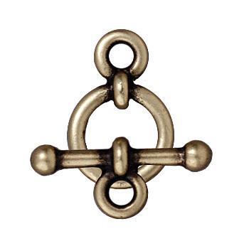Antiqued Brass Bar & Ring Toggle Clasp Set (10mm) - The Bead Chest