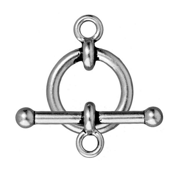 Antiqued Silver Bar & Ring Toggle Clasp Set (18mm) - The Bead Chest