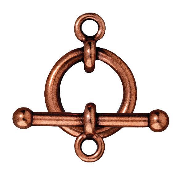 Antiqued Copper Bar & Ring Toggle Clasp Set (18mm) - The Bead Chest