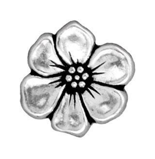 Antiqued Silver Apple Blossom Button (16x5mm) - The Bead Chest