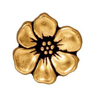 Antiqued Gold Apple Blossom Button (16x5mm) - The Bead Chest