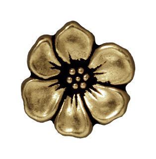 Antiqued Brass Apple Blossom Button (16x5mm) - The Bead Chest