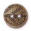 Antiqued Brass Round Leaf Button (17mm)