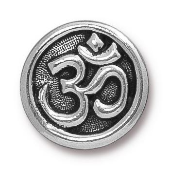 Antiqued Silver Om Button (17mm) - The Bead Chest