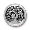 Antiqued Silver Bird in a Tree Button (17mm)